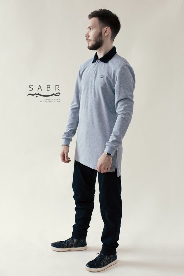 Рубашка мужская поло, серый