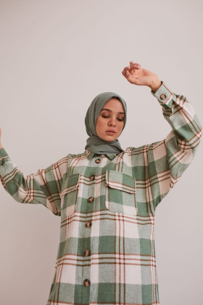 Длинная рубашка в клетку «Thaw», зеленый