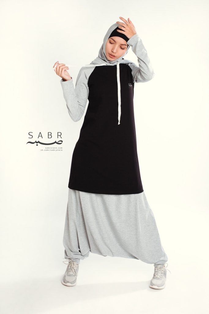 Туника с капюшоном «Sportif», черный/серый