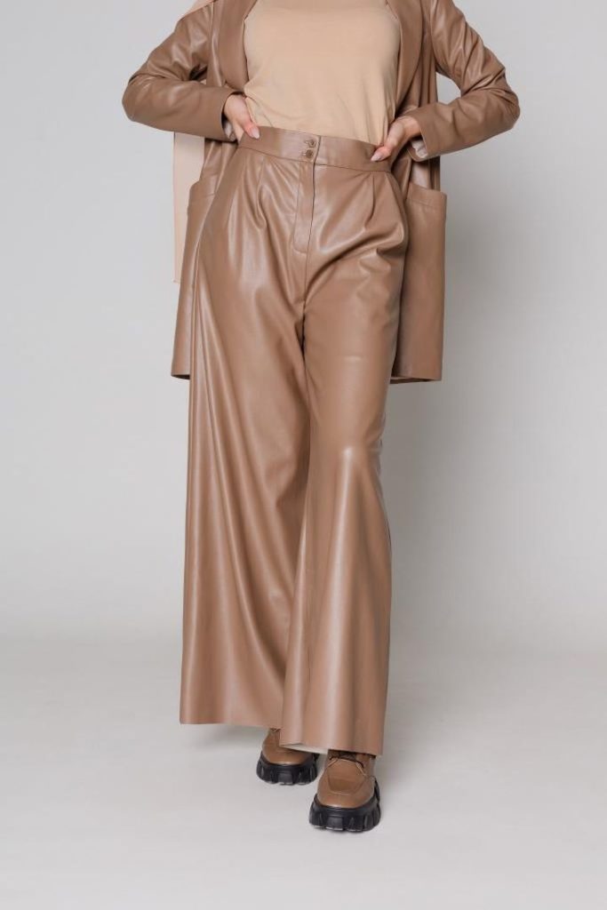 Брюки из экокожи  «Iluvia», мокко