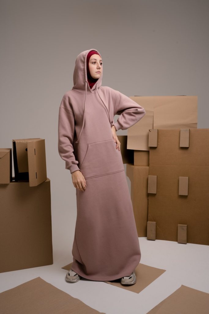 Платье «Una» с начесом, розово-коричневый