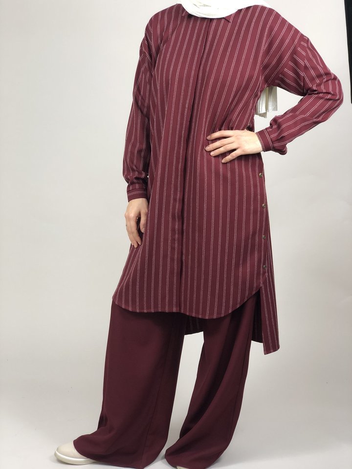 Туника-рубашка «Sandra», бордо (полоска)