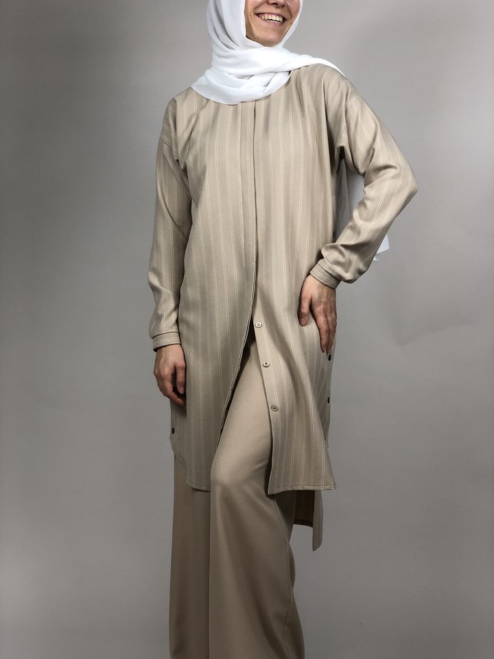 Туника-рубашка «Sandra», бежевый (полоска)