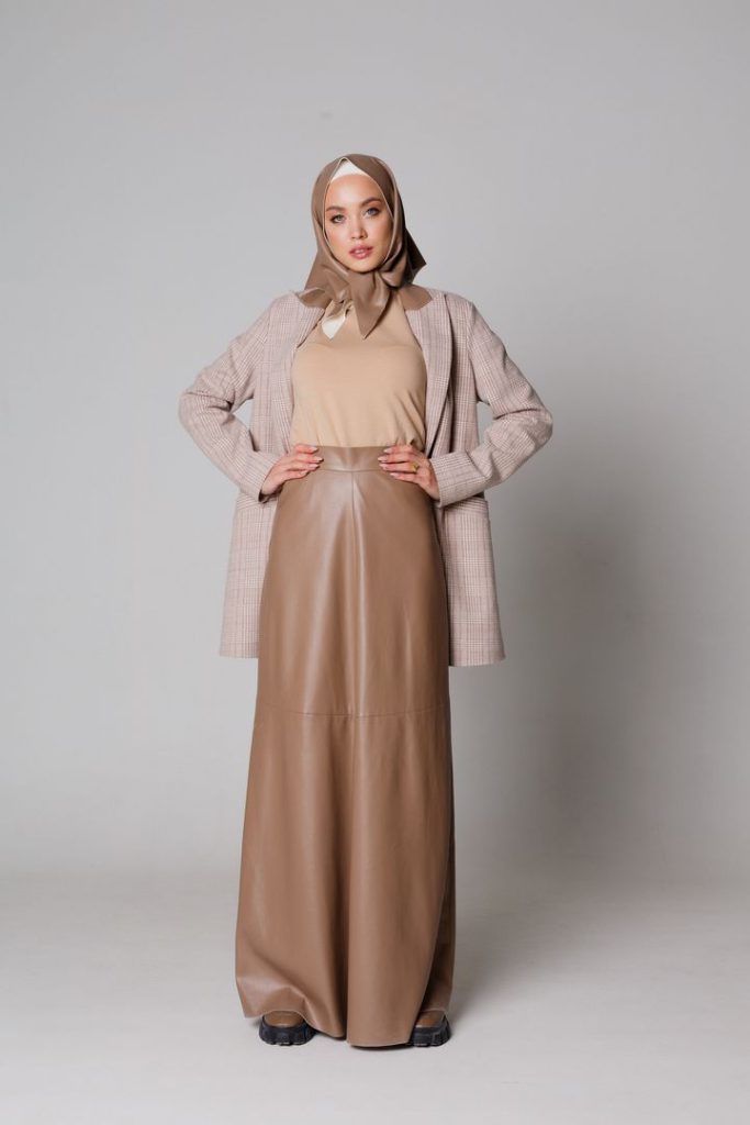 Юбка из экокожи  «Iluvia», мокко